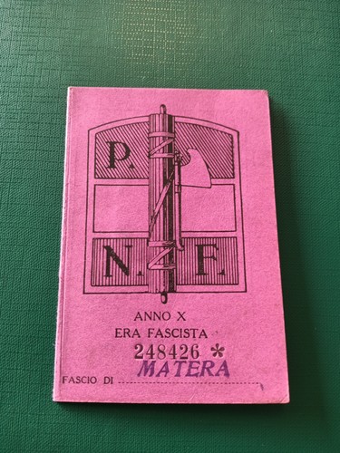 Ventennio tessera pnf - pnf, partito