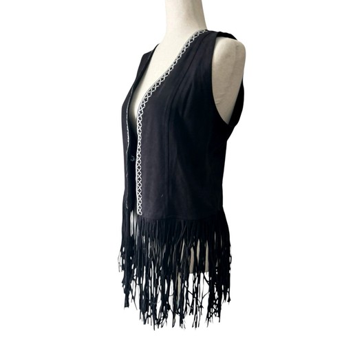 Gilet donna nero frange