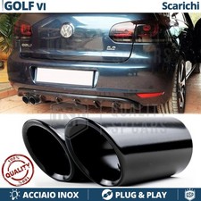 2X TERMINALI di Scarico per VW GOLF 6 in ACCIAIO Inox NERO Clip Plug & Play