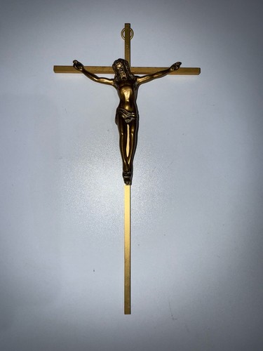 Crocifisso ottone vintage - crocifisso,