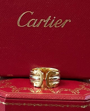 Anello Cartier oro rosa giallo bianco 18 carati 8,2 grammi tritono doppia C misura 6 massiccio