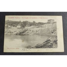 Cartolina Quarto (Genova) - Lo Scoglio di Garibaldi e Villa Carrara