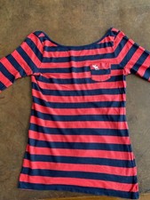 ABERCROMBIE&FITCH +T SHIRT+ROSSO TG S+ MANICA LUNGA+ORIGINAL 100%+STREET WEAR