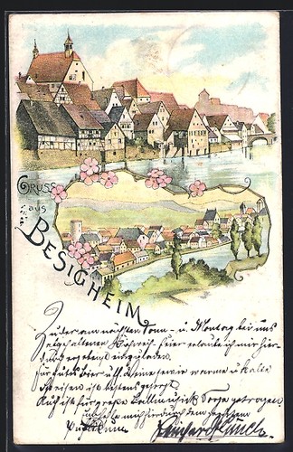 Litografia besigheim vista - besigheim,,