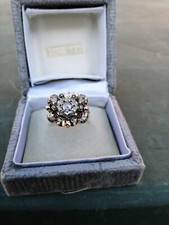 Anello in oro giallo e bianco con diamanti taglio rosa - vintage.