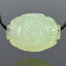 Perlina focale design acanto ovale 19,27 mm pietra preziosa crisoprasio intagliata 3,35 g