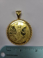 Ciondolo in corda stile 50 peso Sentenario placcato oro 