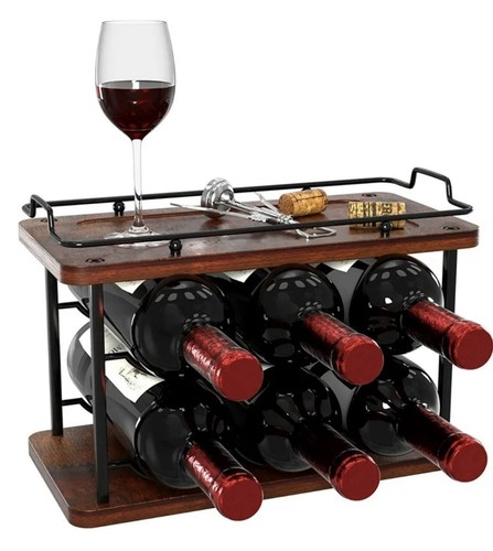 Tier wood metal wine - wine, rack