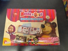 LIBRO IMPARO L'INGLESE MASHA E ORSO LEGGI E GIOCA CON LA CARTELLA Nuovo!!!
