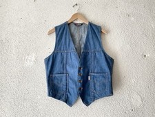 GILET VINTAGE ANNI 70 LEVIS INDACO DENIM PRODOTTI FRESCHI LINGUETTA CAROTA M