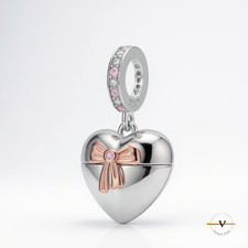Charm cuore argento 925 - 925, fiocco