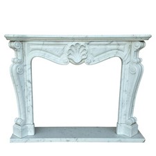 Cornice per Camino in Marmo Carrara Italian Classic Fireplace Mantel Art L150cm