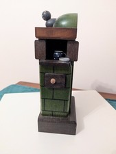 Stufa in legno verde con gatto made in Germany esclusivamente vecchio mondo Natale