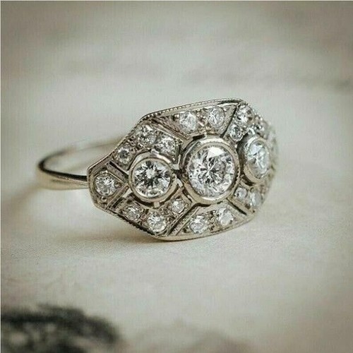 Anello con diamante - , antico