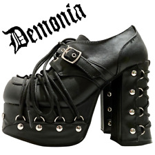 DEMONIA Charade 35 Goth Lolita Punk Bondage Platform Oxford Block Tacchi Nero 5