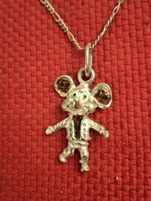 Catenina AIROLDI+ciondolo TOPO GIGIO SMALTI Blu Marroni ARG 925 VINTAGE ANNI 70