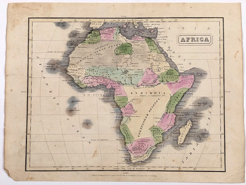 1829 mappa africa originale - mappa,