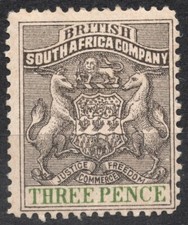SG21 Sn:#4 1892 3d British South Africa Company Stemma 1892-1895, HH