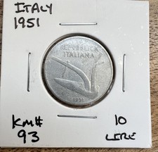 1951 ITALY 10 LIRE COIN -