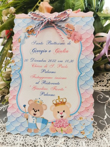 Invito battesimo gemelli - invito,
