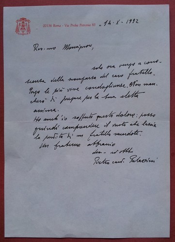 Roma 1992 lettera - 1992:, autografo