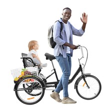 Triciclo 20 Pollici Adulti con Seggiolino e Cestino della Spesa Triciclo 3 Ruote Bici