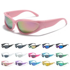 Occhiali da sole sportivi avvolgenti moda ovali parasole protezione UV400