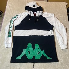 Felpa con cappuccio Kappa XXXL come nessun altro blocco colore mezza zip verde logo oversize