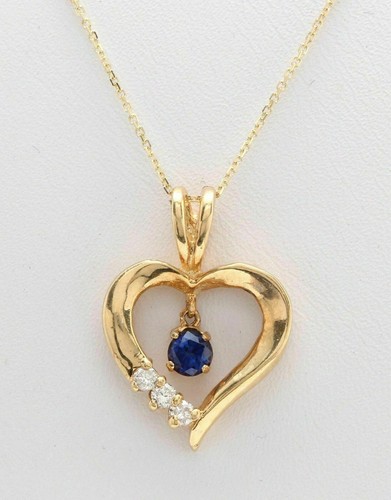 Ciondolo cuore zaffiro blu