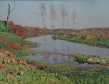 Oreste ALBERTINI (Pavia 1887–Besano 1953) Specchio d'acqua cm 30x40 Novara 1942