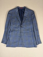 Blazer blu a quadri Isaia