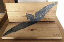 Mario Ceroli L'ANGELO VENDICATORE multiplo scultura in legno e profilo in piombo