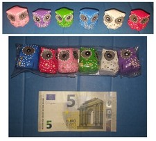 Serie completa 6 gufi in legno cm 3, artigianato orientale Indonesia, gufo