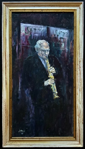 Musicista jazz dipinto - -,