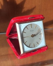Sveglia da viaggio Kienzle orologio custodia pelle rossa Germany Funzionante '50