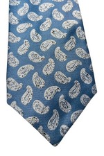 Altea Tie Luxury Vintage Pure Silk Paisley Pattern Blue Grey Perfect 9,5 Cm Wide