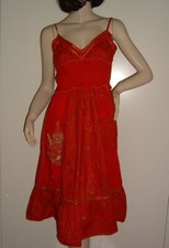 ABITO ESTIVO PRENDISOLE ROSSO STAMPA RICAMI ORO GRIMOR TAGLIA M LEGGI LE MISURE