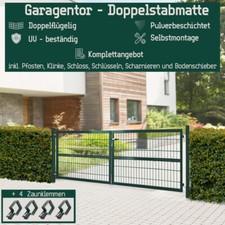 V2Aox Cancello da Giardino Doppia Anta Recinzione 300x100 Porta Giardino Metallo Verde Chiudibile