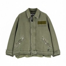 Giubbotto Uomo DIESEL J-Georg L Militare in Denim Distressed Leggero RRP395