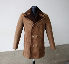 Cappotto pelle scamosciato vintage imbottito anni 70 taglia L