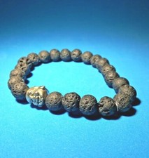 Braccialetto Budda colore nero unisex perline elasticizzato comodo uomo donna