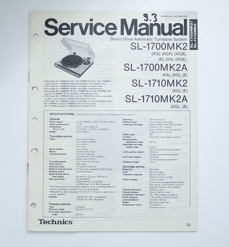 Manuale servizio giradischi - manuale, di