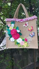 borsa donna Artigianale Con Fiori All'uncinetto  