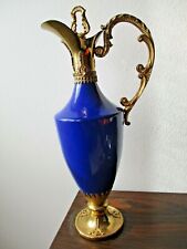 Stock 84 bottiglia pubblicitaria vintage  in ceramica  blu e metallo dorato