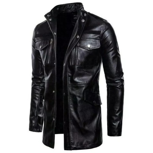 Trench coat uomo pelle nera