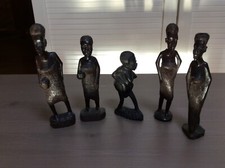 Set di 5 statue in legno Arte africana