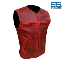 Gilet da moto in pelle da uomo