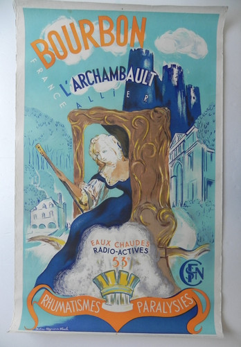 Ancienne affiche sncf bourbon - affiche,