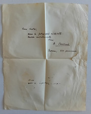 Breve lettera autografa di Alberto Savinio a Giorgio Cartei anni '30/40