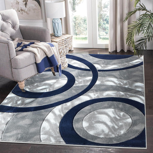 Area rug modern 4x6 navy - area,